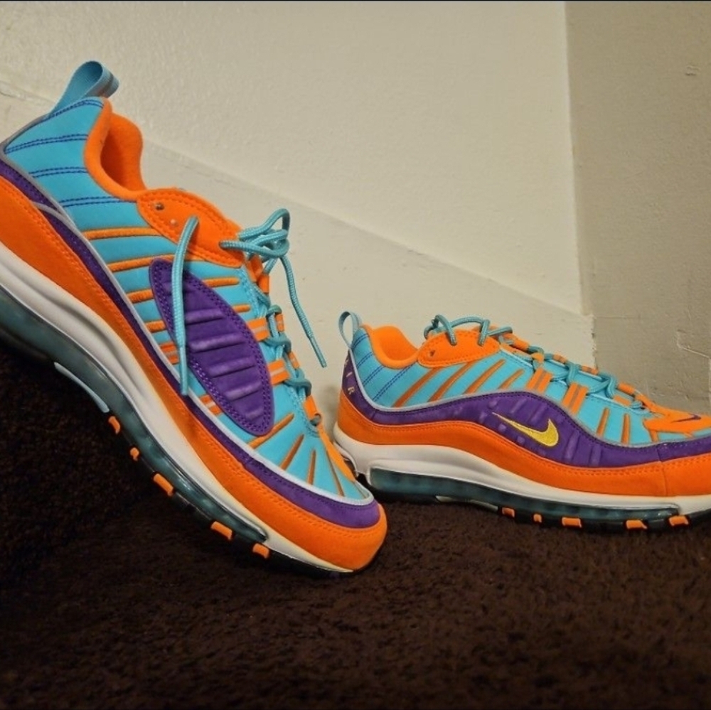Nike Air Max 98 'Cone' Vibrant Orange Teal Purple Nike Air Max Sneakers